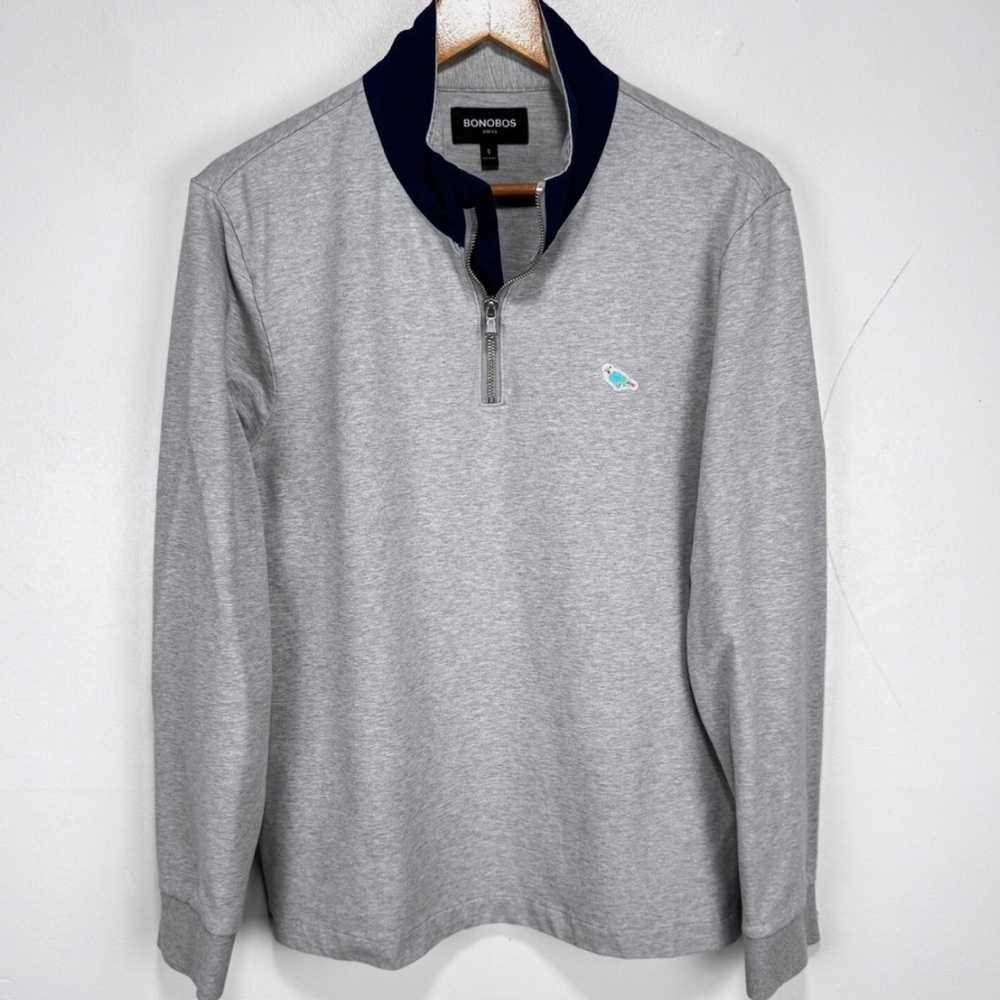 Bonobos Stretch Quarter-Zip Grey Pullover